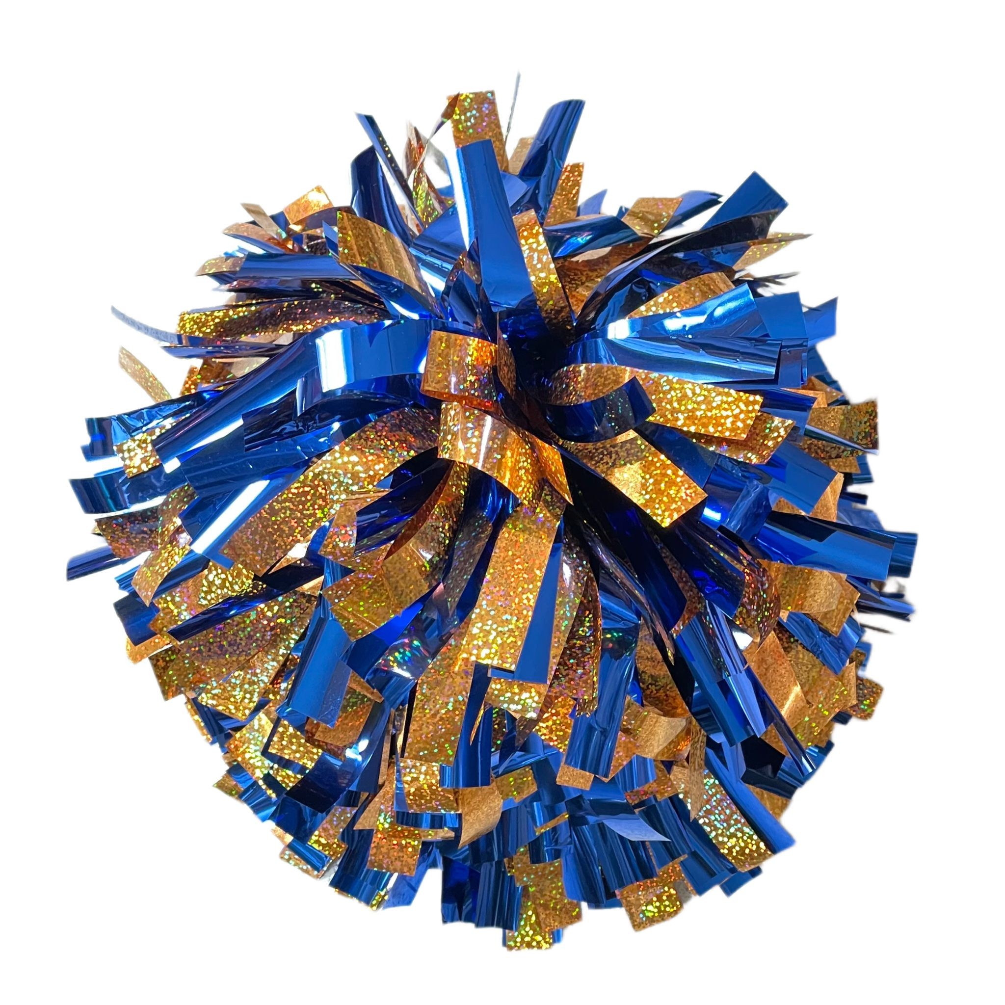 6" Poms Hologrographic Gold and Metallic Royal Blue
